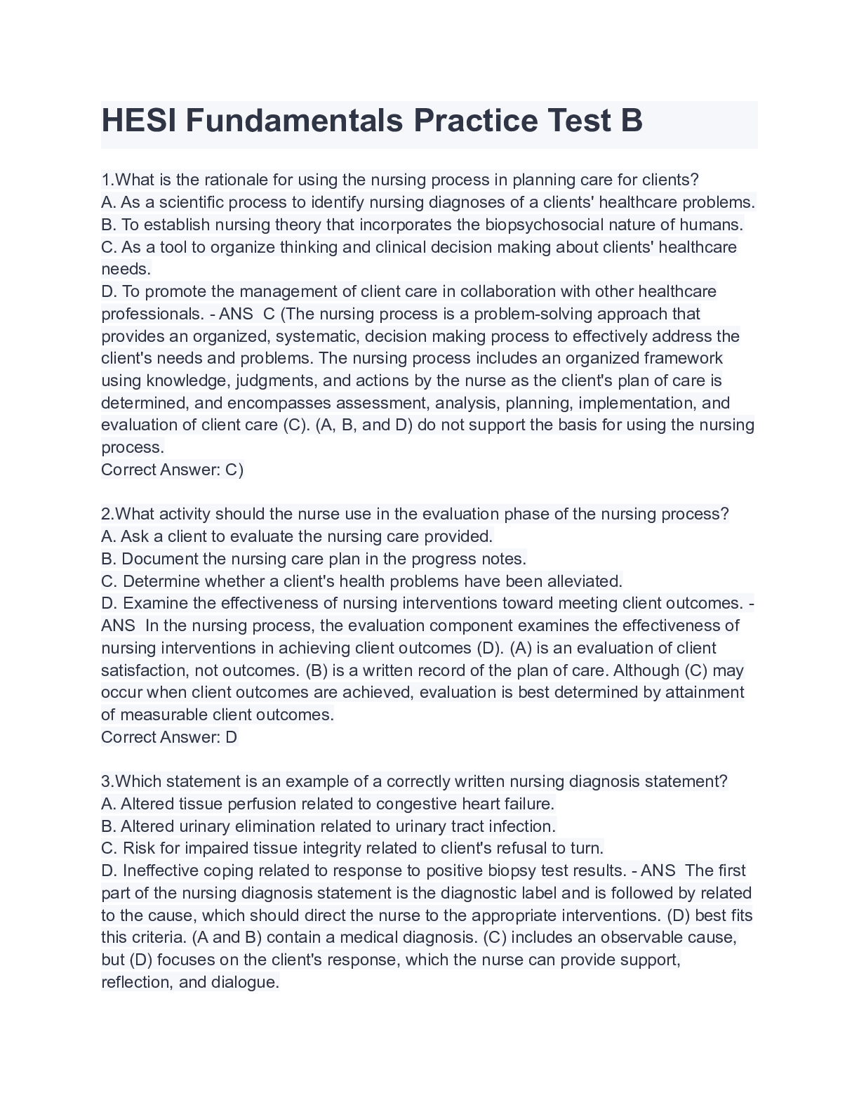 Preview image for Nursing_knowledge_Assessment_Practice_Exam Fundamentals Practice Test B ( A+ GRADED 100% VERIFIED) 2022